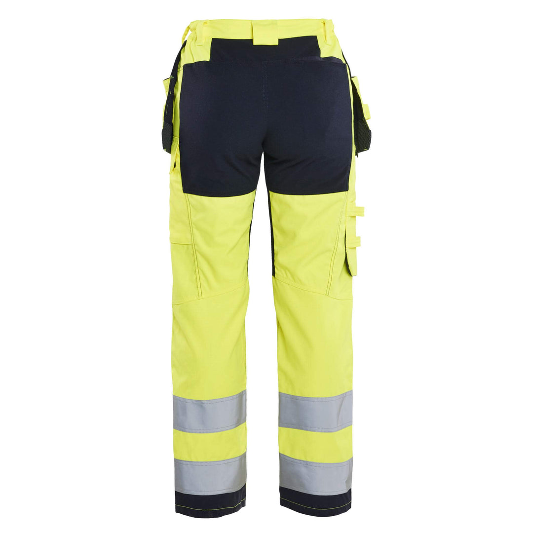 Blaklader 71451512 Ladies Flame Retardant Multinorm Inherent Stretch Trousers Yellow/Navy Blue Rear #colour_yellow-navy-blue