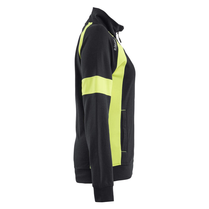 Blaklader 35681158 Ladies Full Zip Sweatshirt with Hi-Vis sections (non certified) Black/Hi-Vis Yellow Right #colour_black-hi-vis-yellow