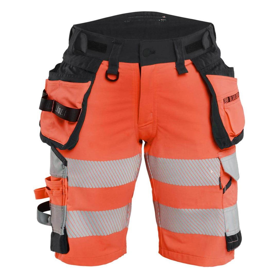 Blaklader 70201648 Ladies Hi-Vis 4-Way-Stretch Holster Pocket Shorts Red/Black Main #colour_red-black