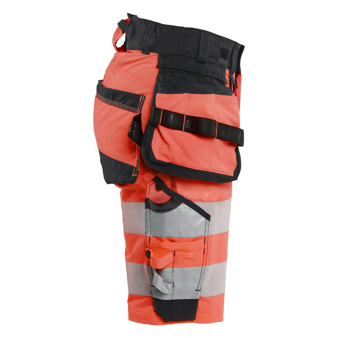 Blaklader 70201648 Ladies Hi-Vis 4-Way-Stretch Holster Pocket Shorts Red/Black Right #colour_red-black