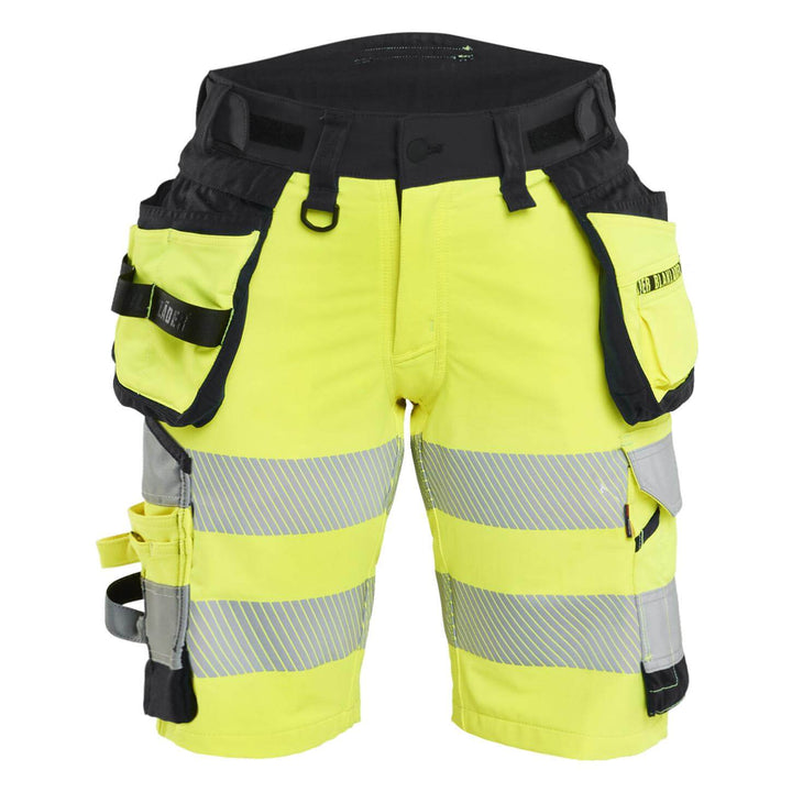 Blaklader 70201648 Ladies Hi-Vis 4-Way-Stretch Holster Pocket Shorts Yellow/Black Main #colour_yellow-black
