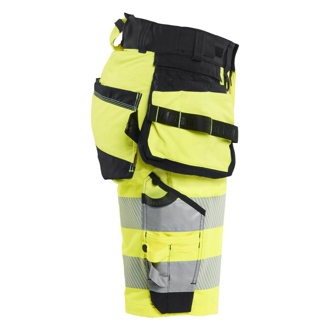 Blaklader 70201648 Ladies Hi-Vis 4-Way-Stretch Holster Pocket Shorts Yellow/Black Right #colour_yellow-black