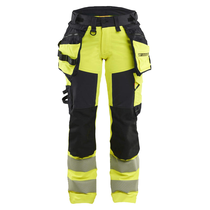 Blaklader 70221648 Ladies Hi-Vis 4-Way-Stretch Holster Pocket Trousers Yellow/Black Main #colour_yellow-black