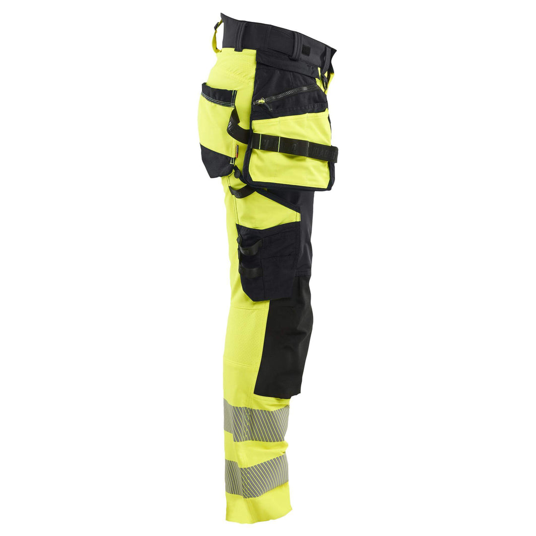 Blaklader 70221648 Ladies Hi-Vis 4-Way-Stretch Holster Pocket Trousers Yellow/Black Right #colour_yellow-black