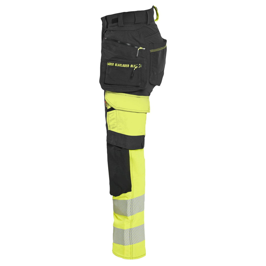 Blaklader 70251648 Ladies Hi-Vis 4-Way-Stretch Trousers Black/Hi-Vis Yellow Left #colour_black-hi-vis-yellow