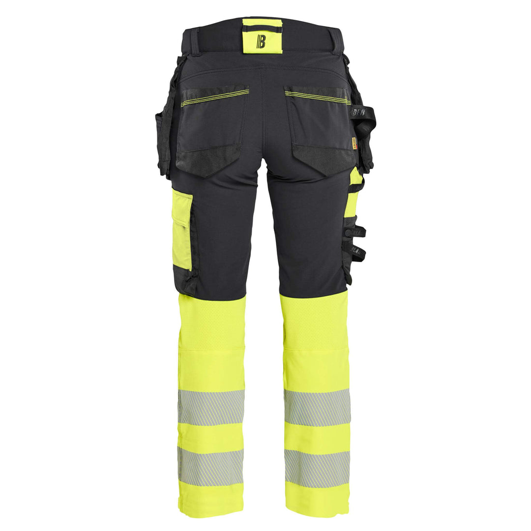 Blaklader 70251648 Ladies Hi-Vis 4-Way-Stretch Trousers Black/Hi-Vis Yellow Rear #colour_black-hi-vis-yellow