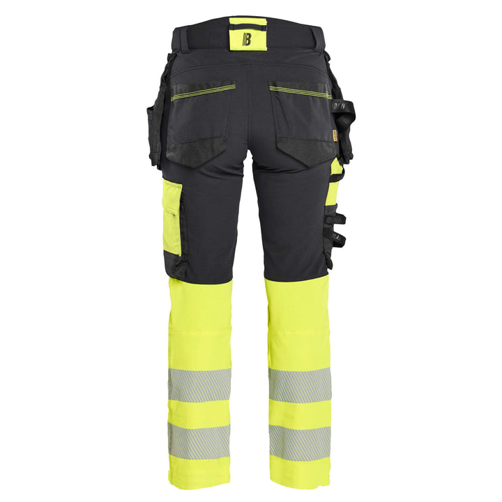 Blaklader 70251648 Ladies Hi-Vis 4-Way-Stretch Trousers Black/Hi-Vis Yellow Rear #colour_black-hi-vis-yellow