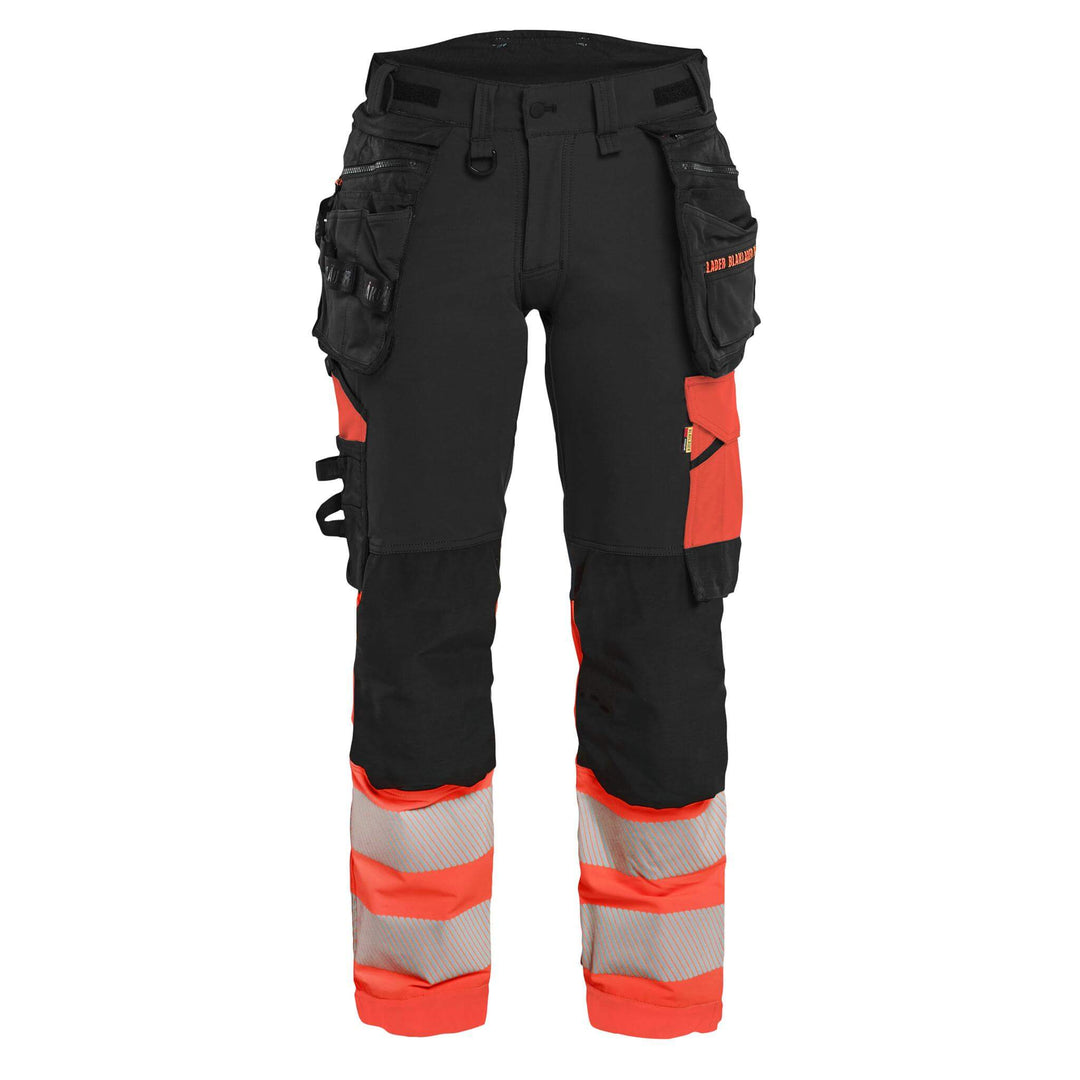Blaklader 70251648 Ladies Hi-Vis 4-Way-Stretch Trousers Black/Red Main #colour_black-red