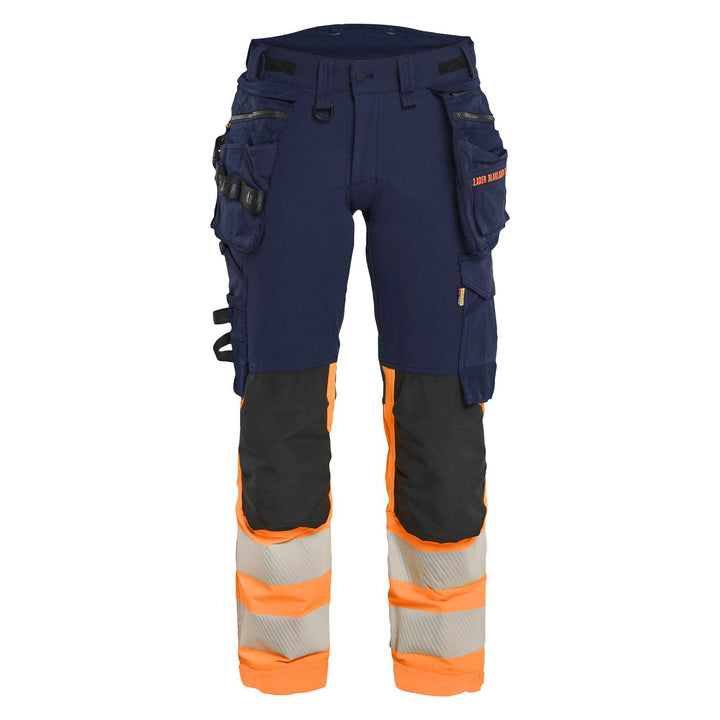 Blaklader 70251648 Ladies Hi-Vis 4-Way-Stretch Trousers Navy Blue/Orange Main #colour_navy-blue-orange