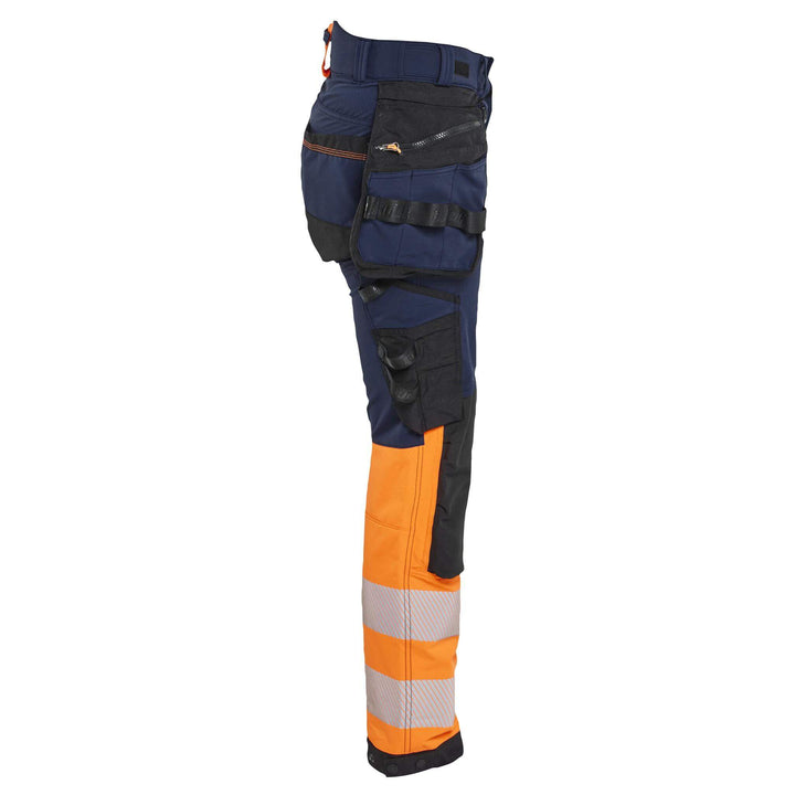 Blaklader 70251648 Ladies Hi-Vis 4-Way-Stretch Trousers Navy Blue/Orange Right #colour_navy-blue-orange