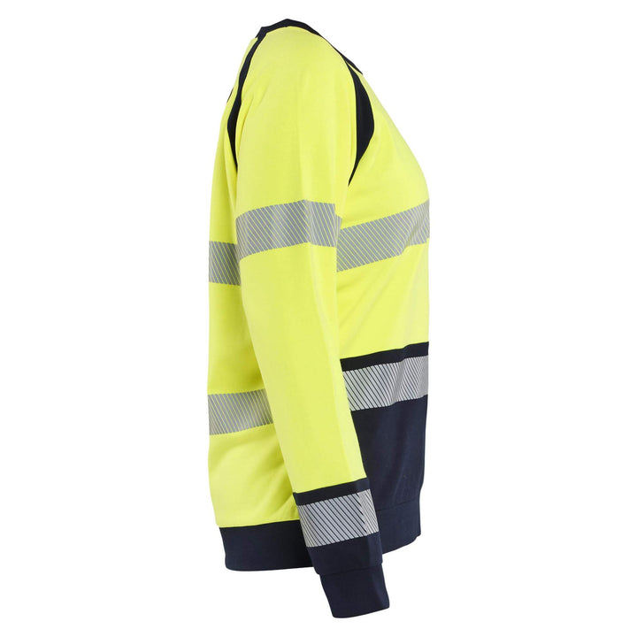 Blaklader 34541762 Ladies Hi-Vis Flame Retardant Multinorm Sweatshirt Yellow/Navy Blue Right #colour_yellow-navy-blue