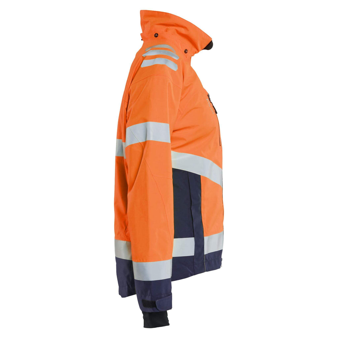 Blaklader 47611977 Ladies Hi-Vis Lightweight Waterproof Shell Jacket Orange/Navy Blue Right #colour_orange-navy-blue