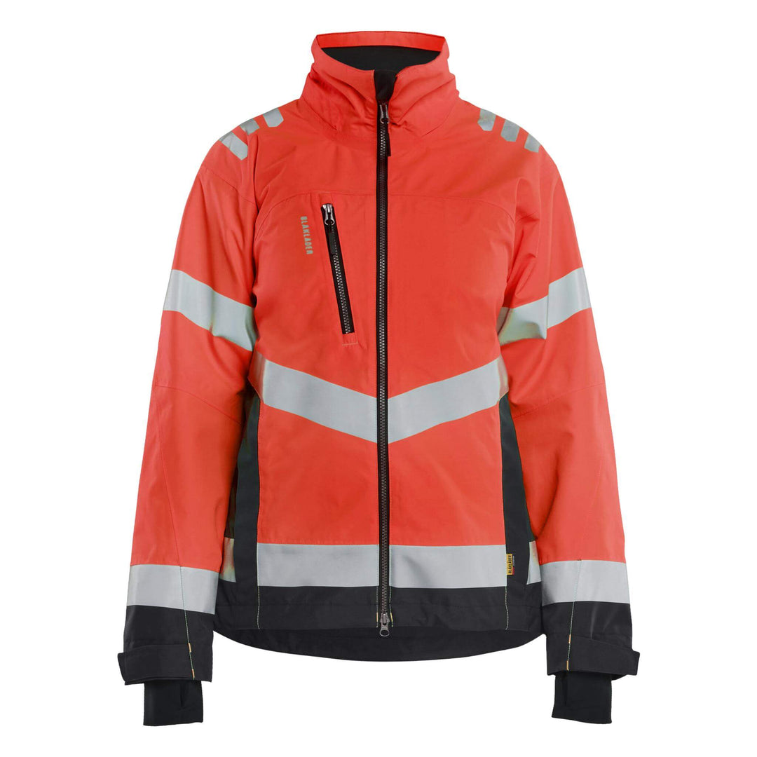 Blaklader 47611977 Ladies Hi-Vis Lightweight Waterproof Shell Jacket Red/Black Main #colour_red-black