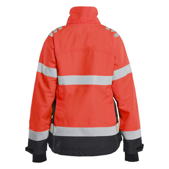 Blaklader 47611977 Ladies Hi-Vis Lightweight Waterproof Shell Jacket Red/Black Rear #colour_red-black