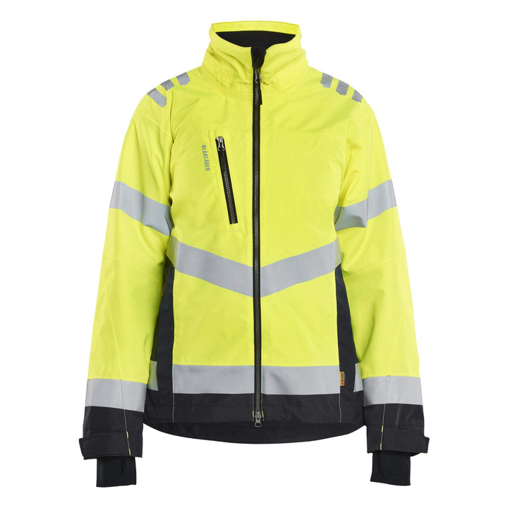 Blaklader 47611977 Ladies Hi-Vis Lightweight Waterproof Shell Jacket Yellow/Black Main #colour_yellow-black