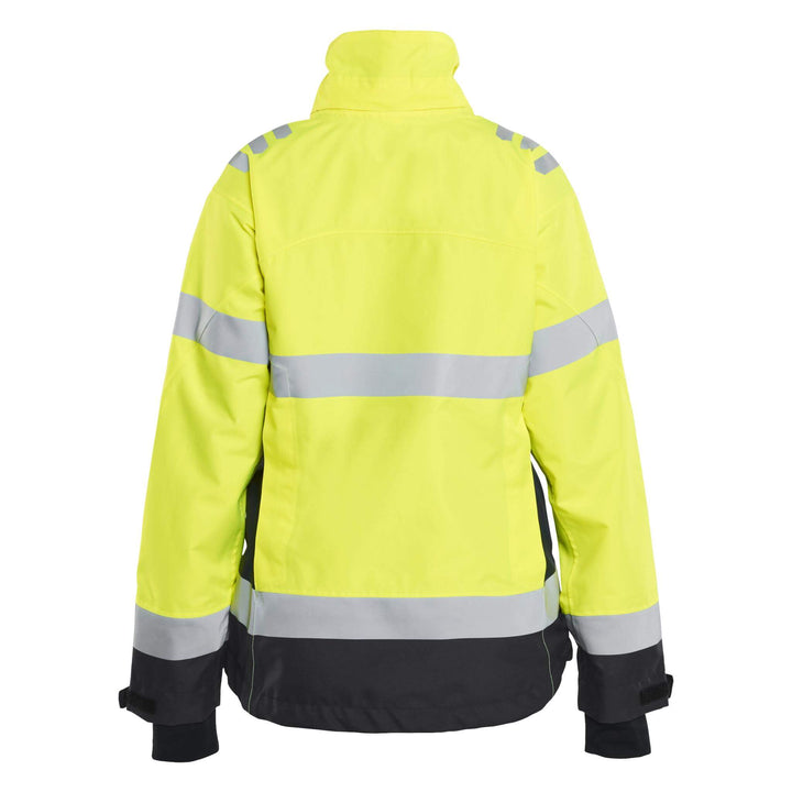 Blaklader 47611977 Ladies Hi-Vis Lightweight Waterproof Shell Jacket Yellow/Black Rear #colour_yellow-black
