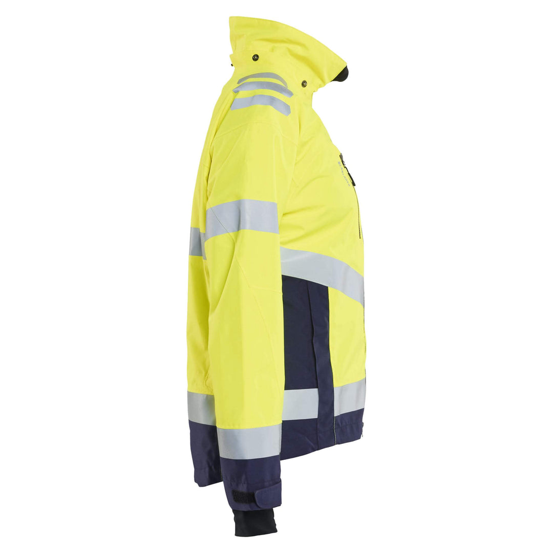 Blaklader 47611977 Ladies Hi-Vis Lightweight Waterproof Shell Jacket Yellow/Navy Blue Right #colour_yellow-navy-blue