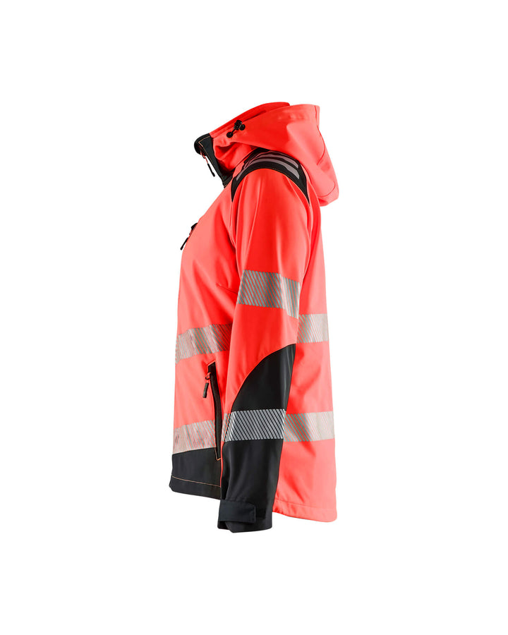 Blaklader 47912513 Ladies Hi-Vis Softshell Jacket Red/Black Left #colour_red-black