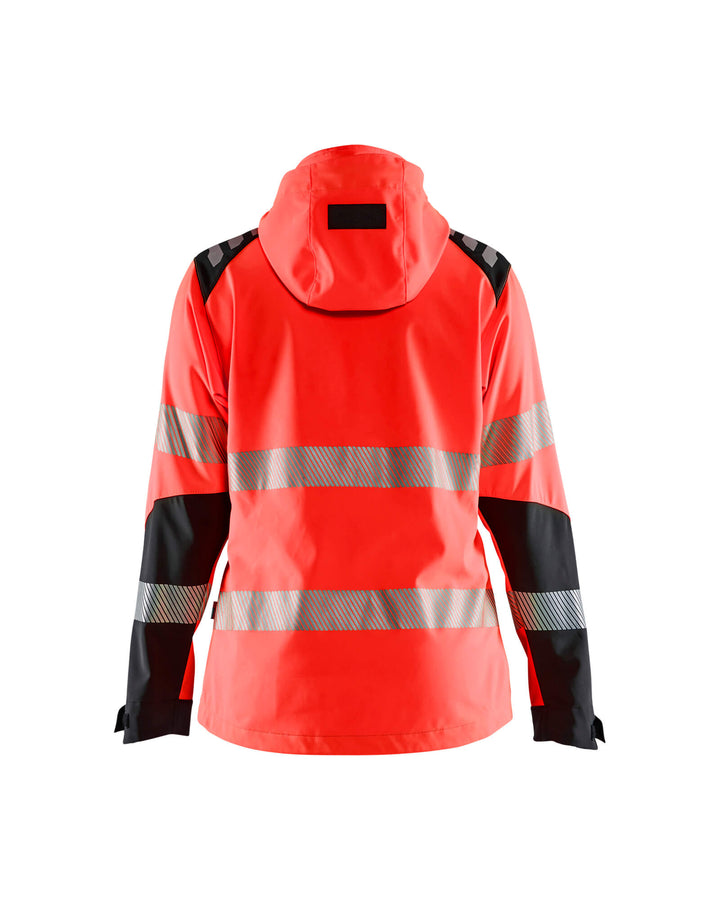 Blaklader 47912513 Ladies Hi-Vis Softshell Jacket Red/Black Rear #colour_red-black