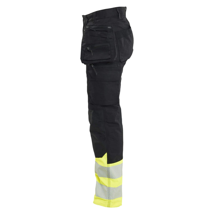 Blaklader 70301149 Ladies Hi-Vis Stretch Trousers Black/Hi-Vis Yellow Left #colour_black-hi-vis-yellow