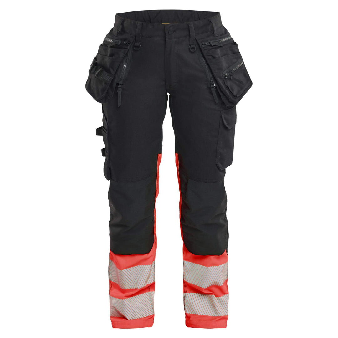 Blaklader 70301149 Ladies Hi-Vis Stretch Trousers Black/Red Main #colour_black-red