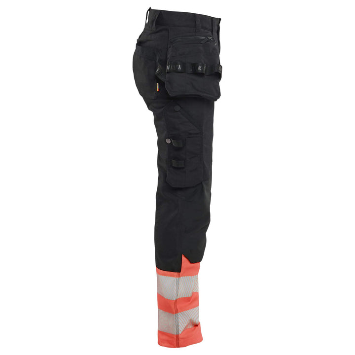 Blaklader 70301149 Ladies Hi-Vis Stretch Trousers Black/Red Right #colour_black-red