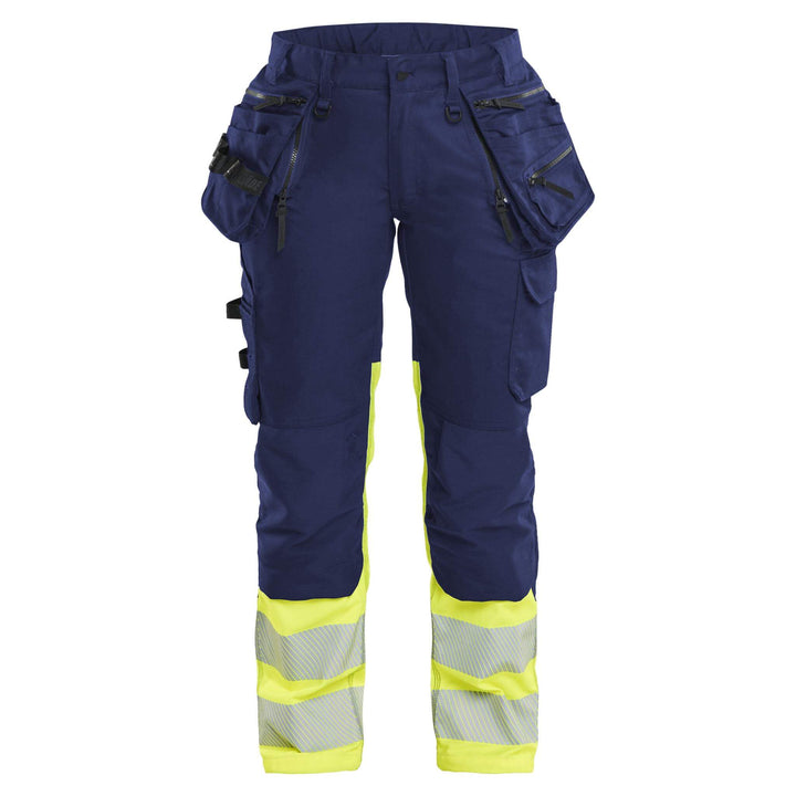 Blaklader 70301149 Ladies Hi-Vis Stretch Trousers Navy Blue/Hi-Vis Yellow Main #colour_navy-blue-hi-vis-yellow