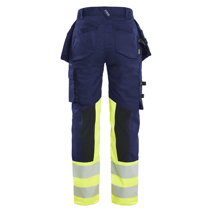 Blaklader 70301149 Ladies Hi-Vis Stretch Trousers Navy Blue/Hi-Vis Yellow Rear #colour_navy-blue-hi-vis-yellow