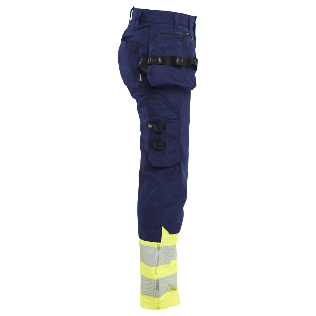 Blaklader 70301149 Ladies Hi-Vis Stretch Trousers Navy Blue/Hi-Vis Yellow Right #colour_navy-blue-hi-vis-yellow