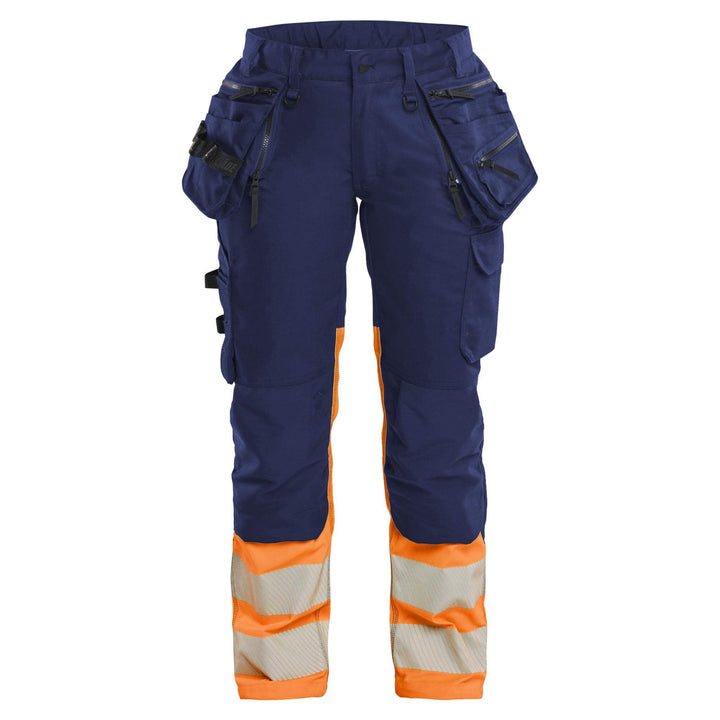 Blaklader 70301149 Ladies Hi-Vis Stretch Trousers Navy Blue/Orange Main #colour_navy-blue-orange