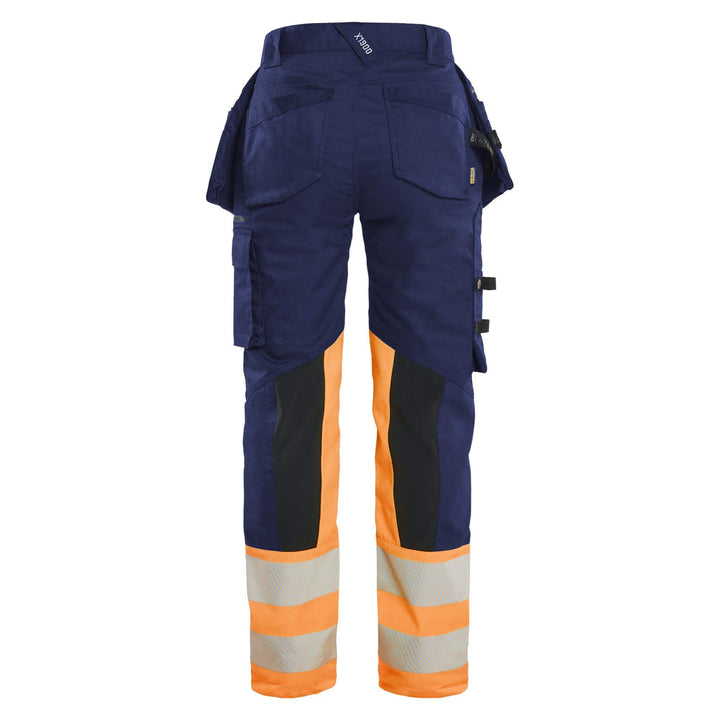 Blaklader 70301149 Ladies Hi-Vis Stretch Trousers Navy Blue/Orange Rear #colour_navy-blue-orange