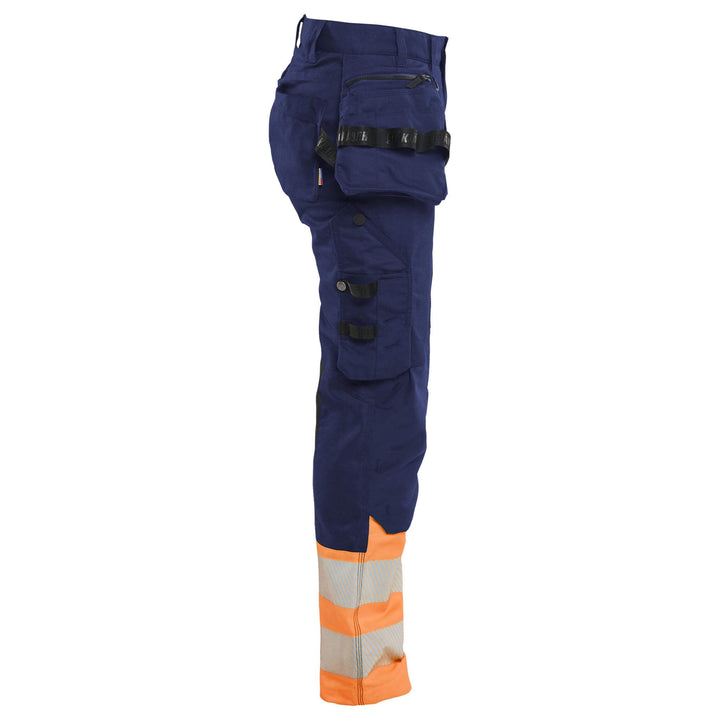 Blaklader 70301149 Ladies Hi-Vis Stretch Trousers Navy Blue/Orange Right #colour_navy-blue-orange