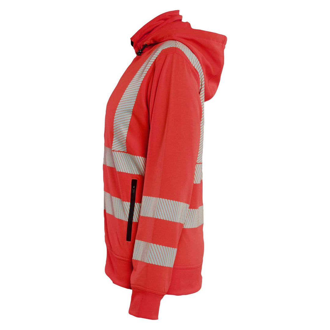 Blaklader 35742538 Ladies Hi-Vis Sweatshirt with Detachable Hood Hi-Vis Red Left #colour_hi-vis-red