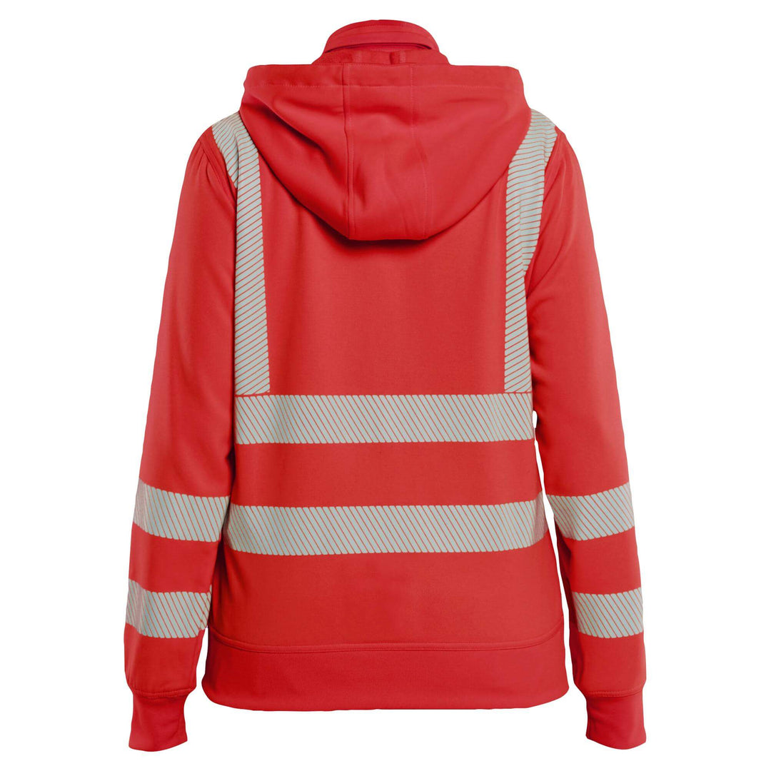 Blaklader 35742538 Ladies Hi-Vis Sweatshirt with Detachable Hood Hi-Vis Red Rear #colour_hi-vis-red