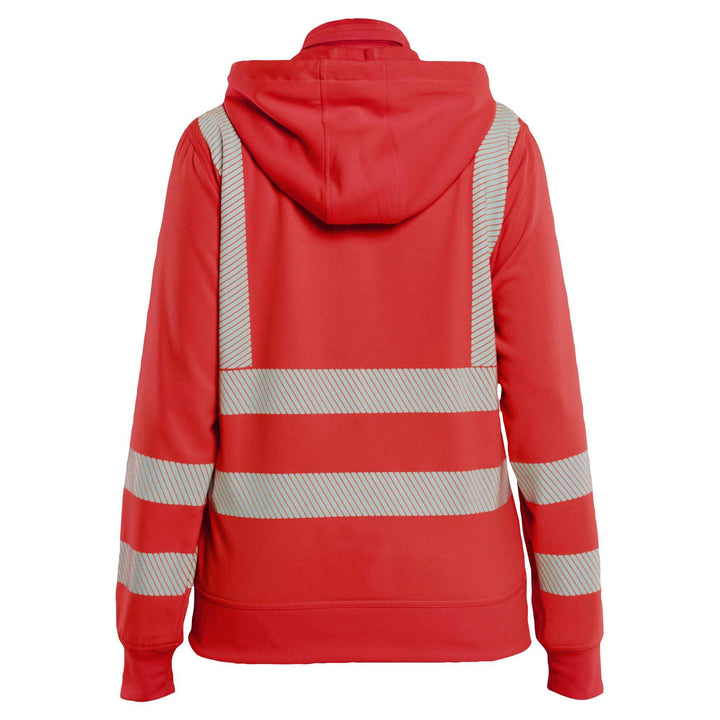 Blaklader 35742538 Ladies Hi-Vis Sweatshirt with Detachable Hood Hi-Vis Red Rear #colour_hi-vis-red
