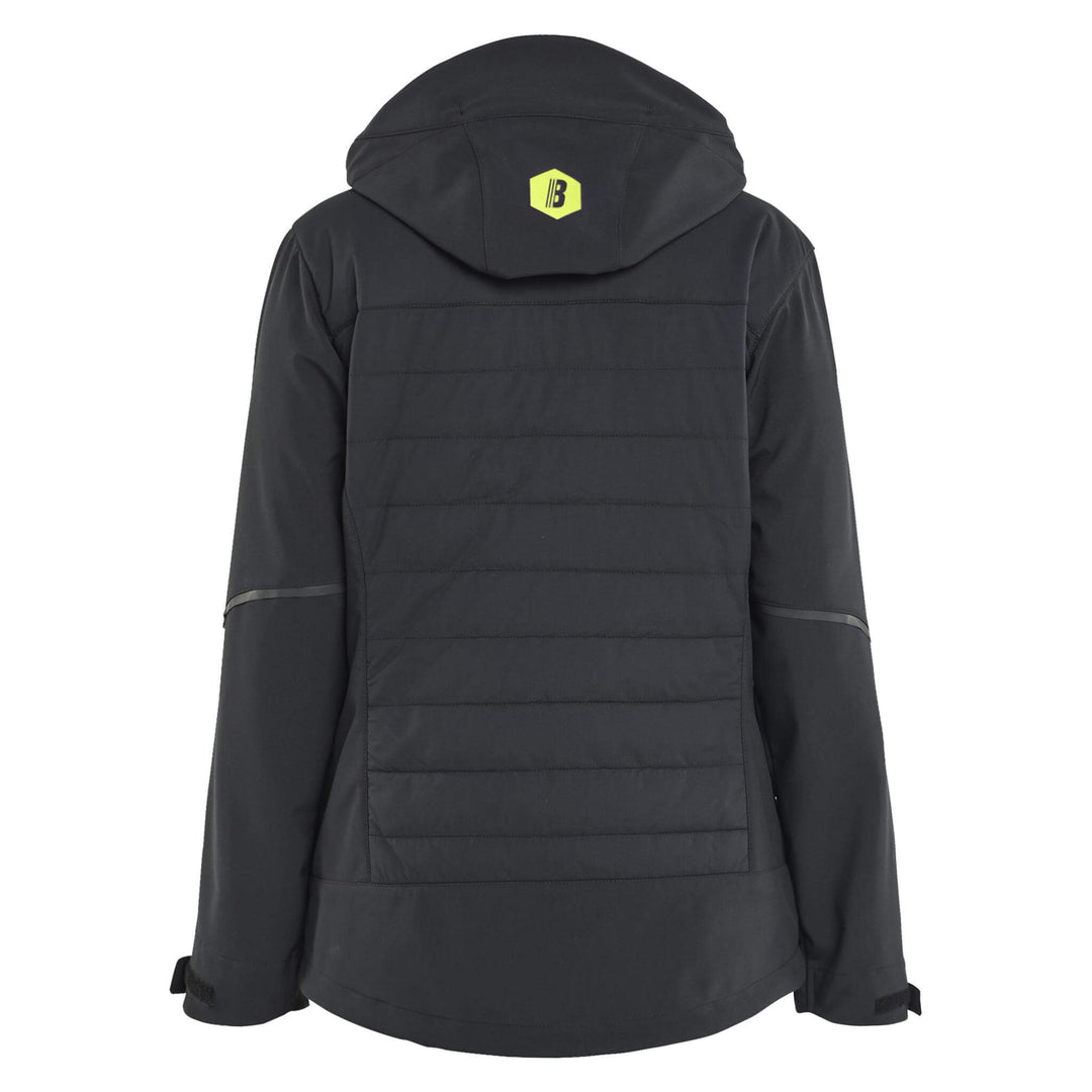 Blaklader 47332513 Ladies Hybrid Jacket Black/Hi-Vis Yellow Rear #colour_black-hi-vis-yellow