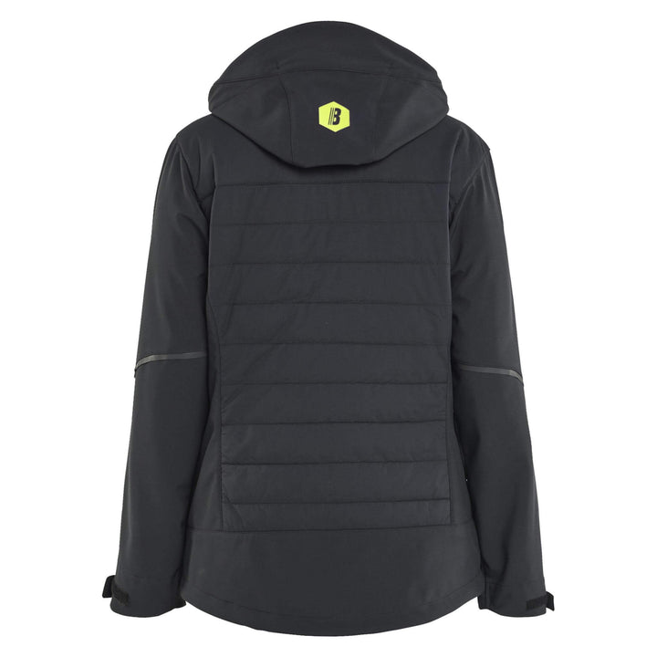 Blaklader 47332513 Ladies Hybrid Jacket Black/Hi-Vis Yellow Rear #colour_black-hi-vis-yellow