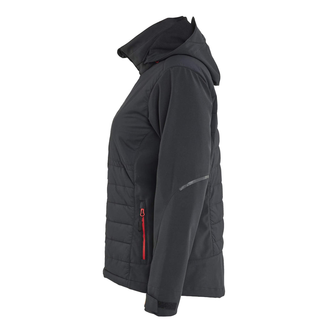 Blaklader 47332513 Ladies Hybrid Jacket Black/Red Left #colour_black-red