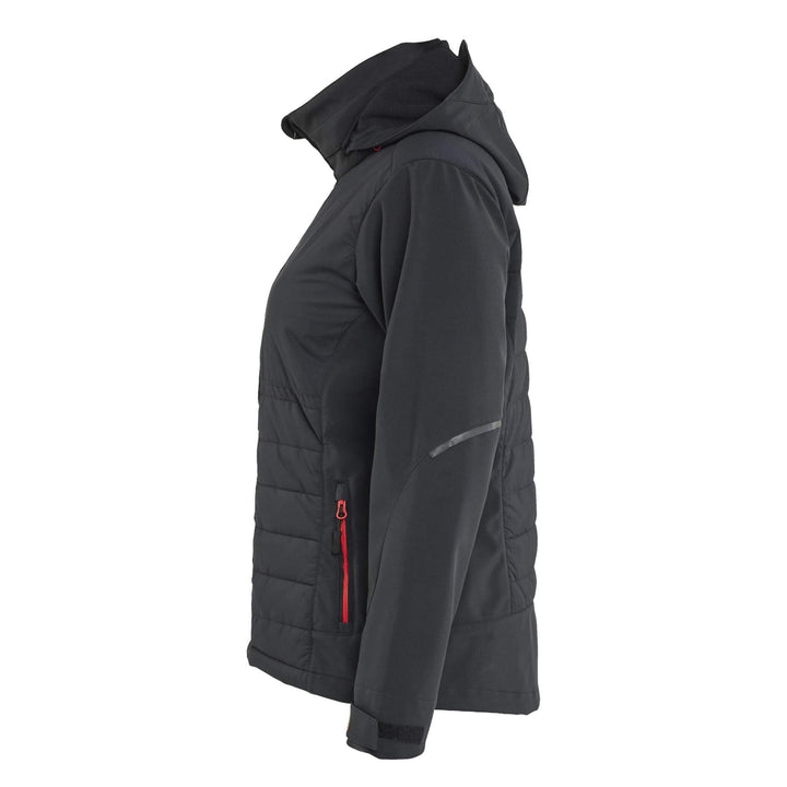 Blaklader 47332513 Ladies Hybrid Jacket Black/Red Left #colour_black-red