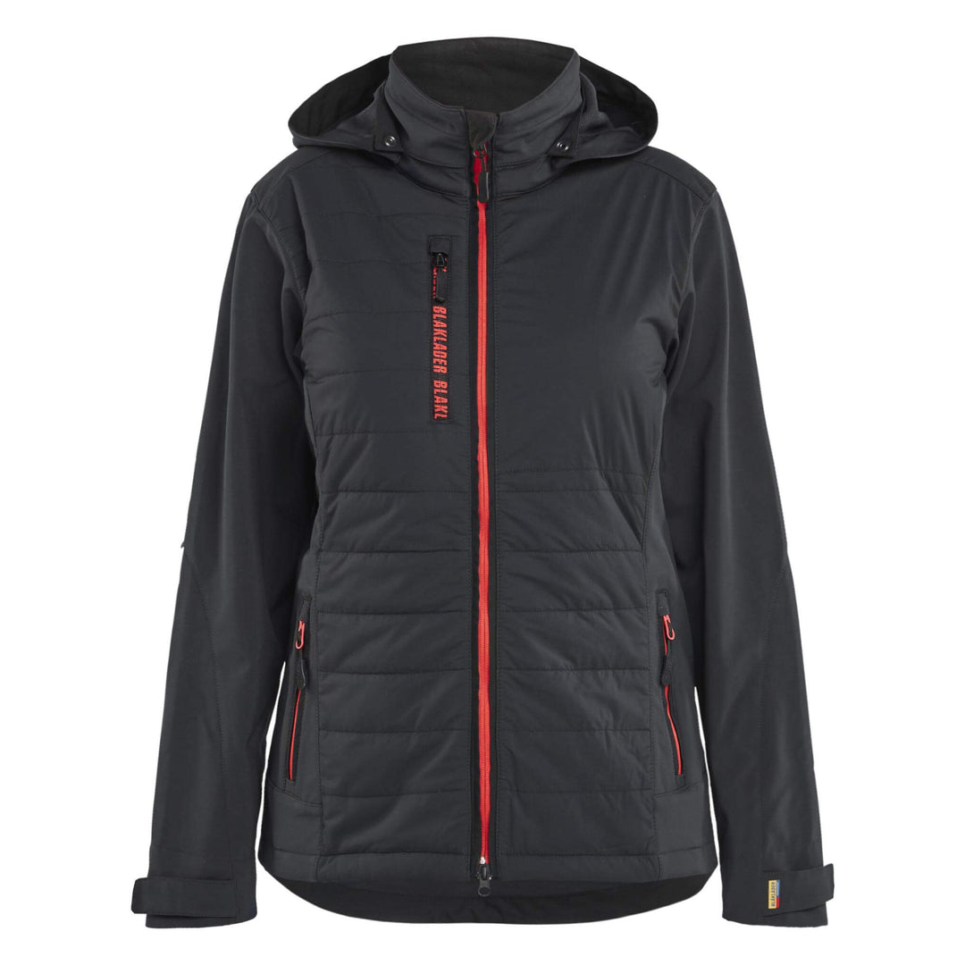 Blaklader 47332513 Ladies Hybrid Jacket Black/Red Main #colour_black-red