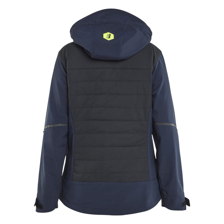 Blaklader 47332513 Ladies Hybrid Jacket Dark Navy Blue/Hi-Vis Yellow Rear #colour_dark-navy-blue-hi-vis-yellow