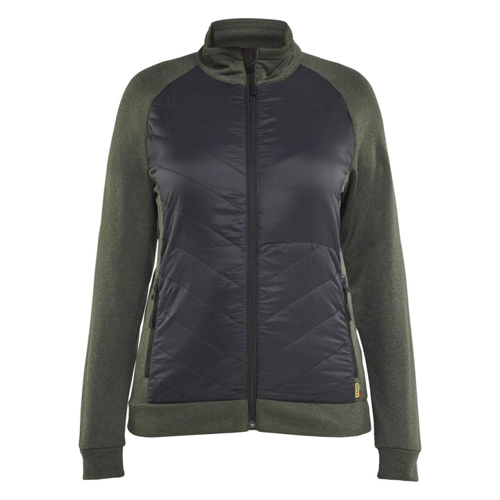 Blaklader 34192533 Ladies Hybrid Zip Sweatshirt Autumn Green/Black Main #colour_autumn-green-black