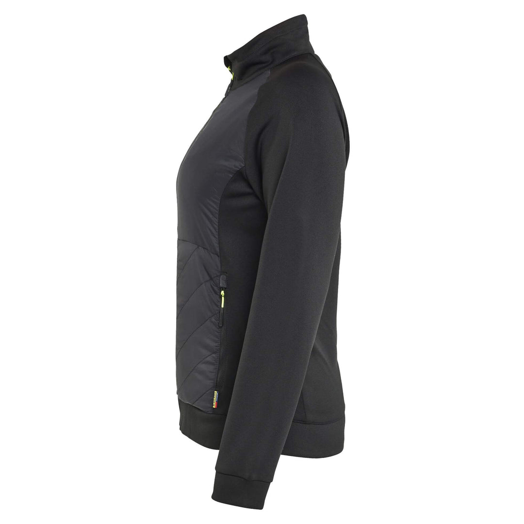Blaklader 34192526 Ladies Hybrid Zip Sweatshirt Jacket Black/Hi-Vis Yellow Left #colour_black-hi-vis-yellow