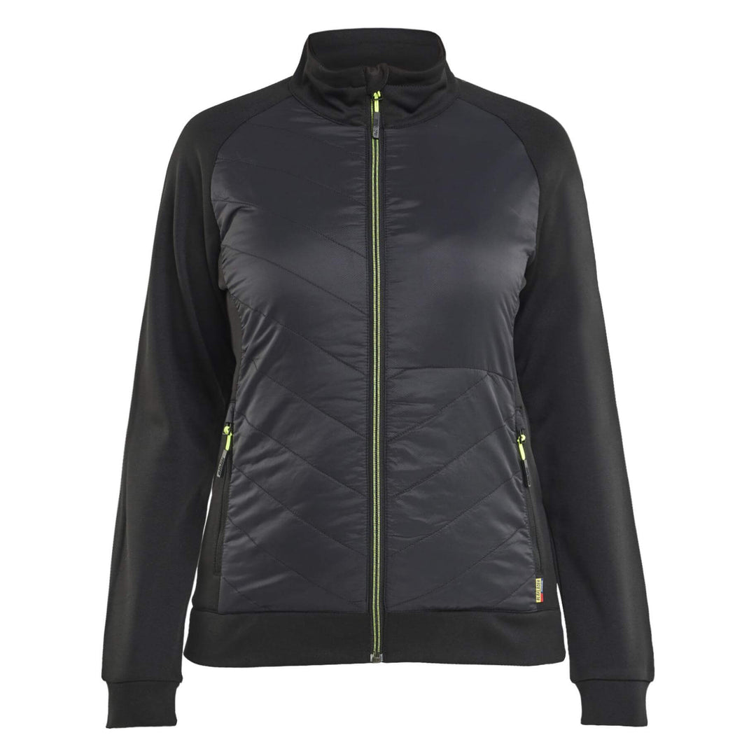 Blaklader 34192526 Ladies Hybrid Zip Sweatshirt Jacket Black/Hi-Vis Yellow Main #colour_black-hi-vis-yellow