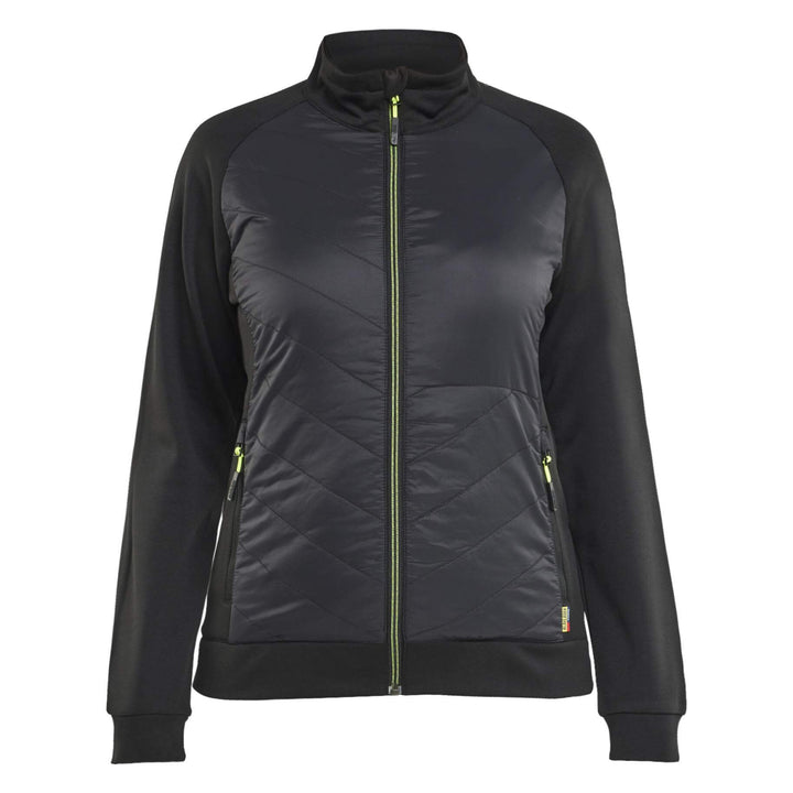 Blaklader 34192526 Ladies Hybrid Zip Sweatshirt Jacket Black/Hi-Vis Yellow Main #colour_black-hi-vis-yellow