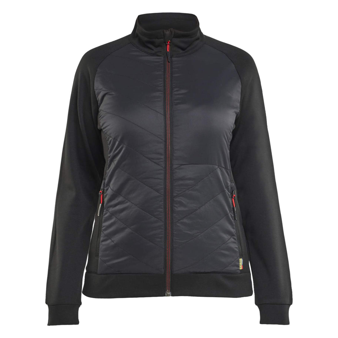 Blaklader 34192526 Ladies Hybrid Zip Sweatshirt Jacket Black/Red Main #colour_black-red