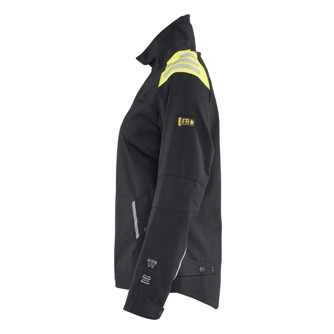Blaklader 40701512 Ladies Inherent Flame Retardant Jacket Black/Hi-Vis Yellow Left #colour_black-hi-vis-yellow
