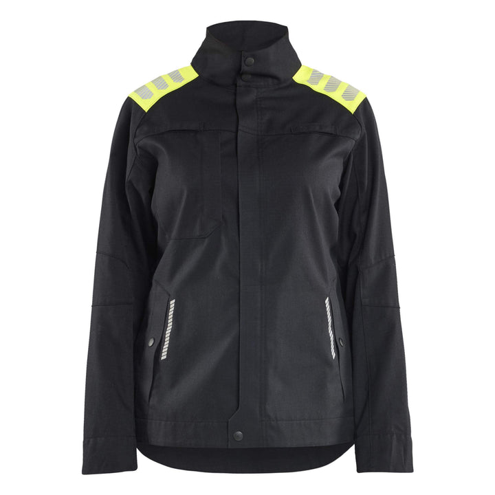 Blaklader 40701512 Ladies Inherent Flame Retardant Jacket Black/Hi-Vis Yellow Main #colour_black-hi-vis-yellow