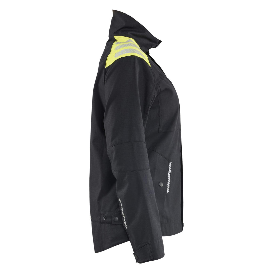 Blaklader 40701512 Ladies Inherent Flame Retardant Jacket Black/Hi-Vis Yellow Right #colour_black-hi-vis-yellow