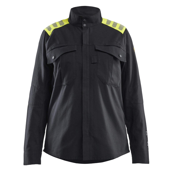 Blaklader 40721512 Ladies Inherent Flame Retardant Overshirt Black/Hi-Vis Yellow Main #colour_black-hi-vis-yellow